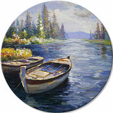 Quadro tondo dipinto L'inizio di un'avventura | dimensioni diverse